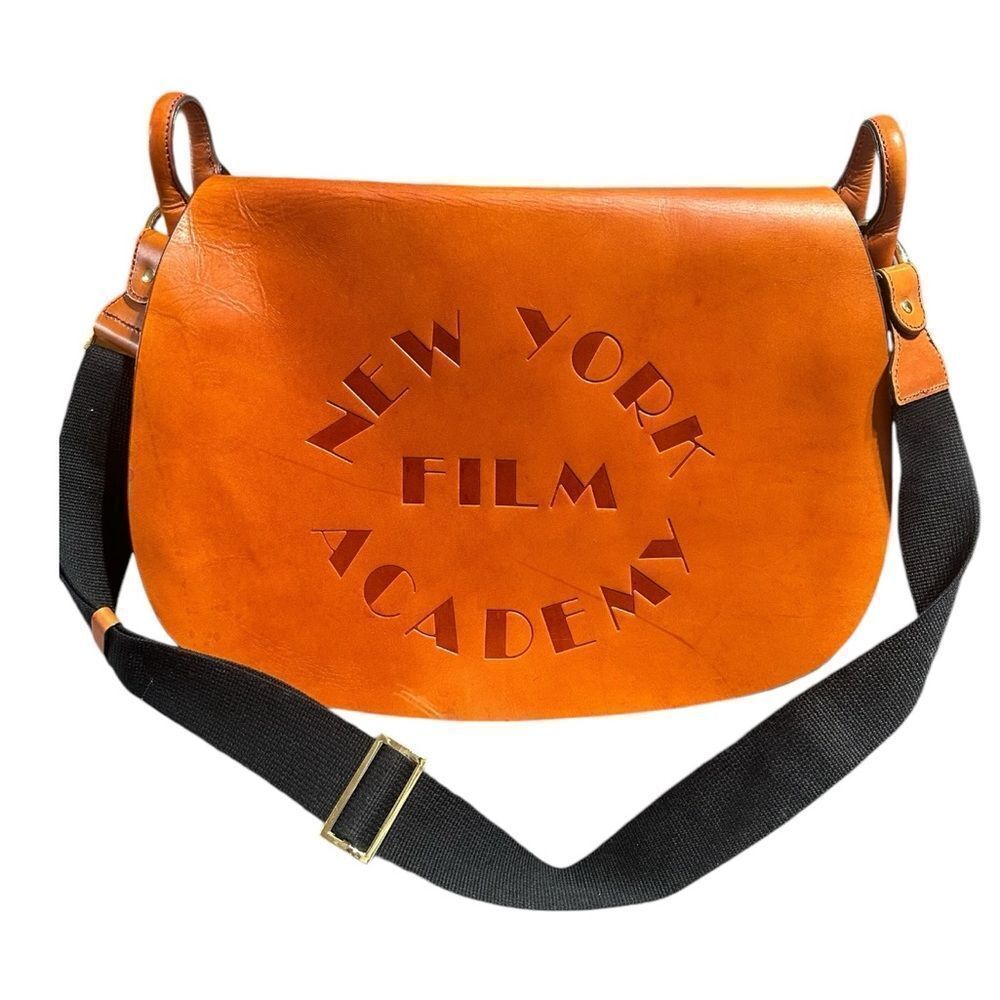 New York Film Academy Genuine Leather Portfolio Messenger Bag in Cognac
